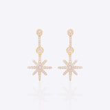 14K gold Polar Star Drop Earrings with Polki and diamond accents.