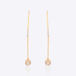 14k gold thread earrings with radiant Polki diamonds