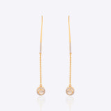 14k gold thread earrings with radiant Polki diamonds