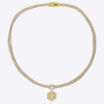 9k gold contemporary necklace with hexagonal Polki pendant detailing