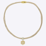 9k gold contemporary necklace with hexagonal Polki pendant detailing