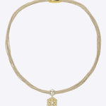 9k gold contemporary necklace with hexagonal Polki pendant detailing