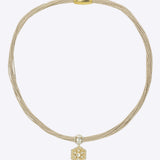 9k gold contemporary necklace with hexagonal Polki pendant detailing