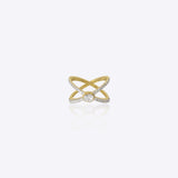 9k gold geometric ring with luminous Polki accents and sculptural mosaic craftsmanship