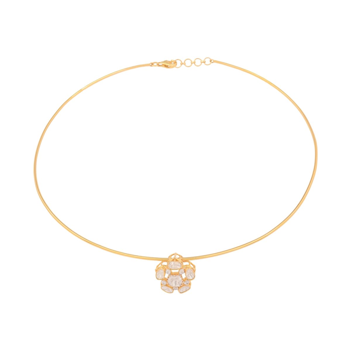 Floral Embrace Hasli Polki necklace in traditional floral motif