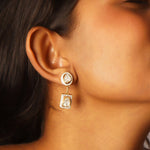 Starlight Drop Polki Earrings in 18k gold with a sleek geometric silhouette