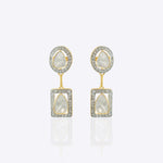 Starlight Drop Polki Earrings in 18k gold with a sleek geometric silhouette