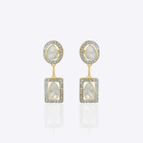 Starlight Drop Polki Earrings in 18k gold with a sleek geometric silhouette