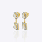 Starlight Drop Polki Earrings in 18k gold with a sleek geometric silhouette