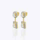 Starlight Drop Polki Earrings in 18k gold with a sleek geometric silhouette
