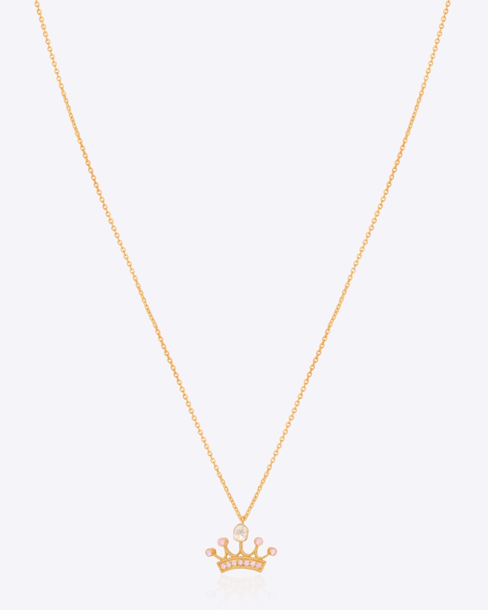 14K gold crown pendant with Polki and diamonds