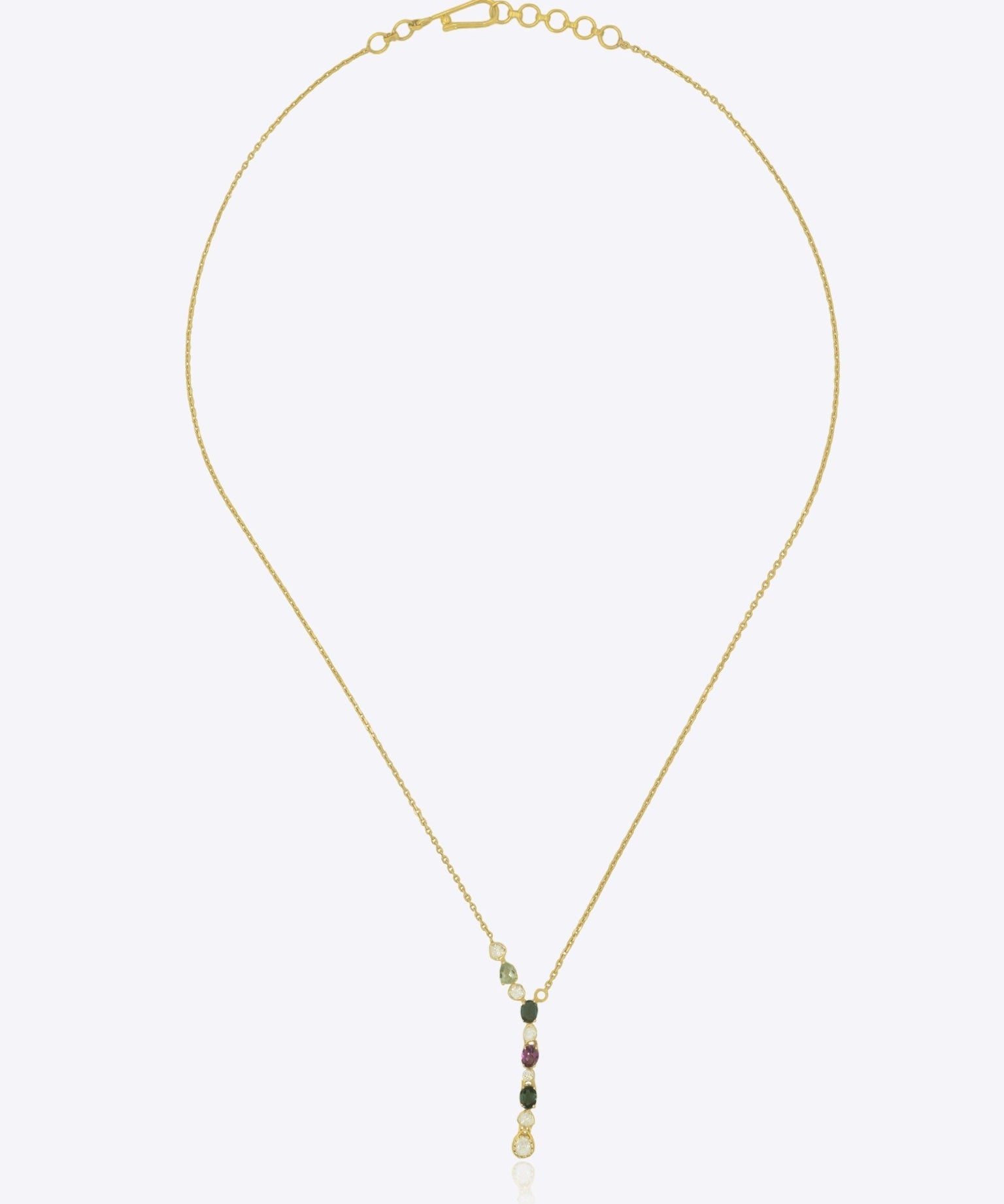 Handcrafted 9k gold necklace with polished Polki links and sleek silhouette