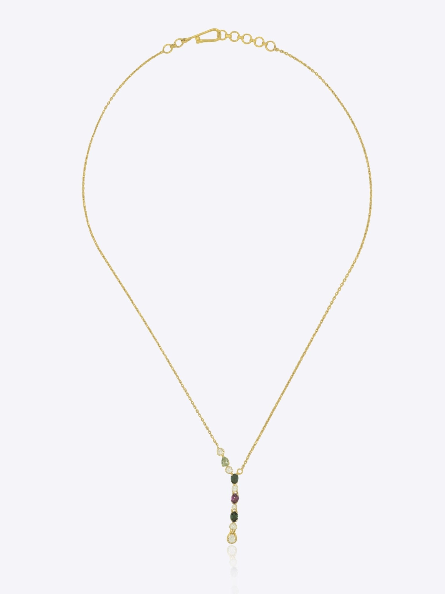 Handcrafted 9k gold necklace with polished Polki links and sleek silhouette