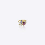 9k gold minimal hexagon ring with refined uncut diamond centerpiece