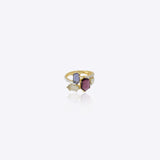 9k gold minimal hexagon ring with refined uncut diamond centerpiece