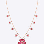 Scarlet Serenity Necklace curated in 18kt Gold, Polki Drops, Tourmaline 