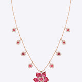 Scarlet Serenity Necklace curated in 18kt Gold, Polki Drops, Tourmaline 