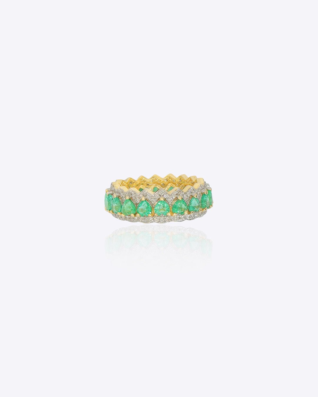 Whispering Canopy Ring 14k Gold Emeralds Diamonds – Polki