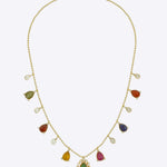 18k gold Navratna Grace necklace with colourful Navratna stones and drop detailing.