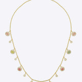 The Gemline Necklace in 18K gold with soft-toned tourmaline drops.