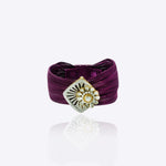 9k gold Iris Mesh bracelet with asymmetrical Polki centerpiece and dori style