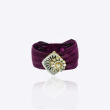 9k gold Iris Mesh bracelet with asymmetrical Polki centerpiece and dori style