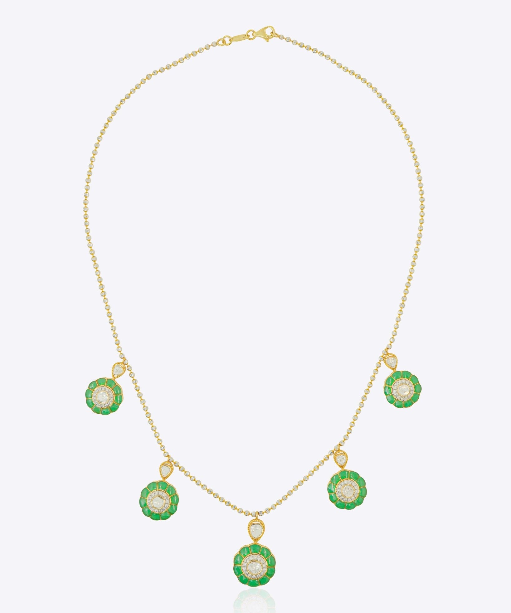 18k gold Orien necklace with soft-toned tourmaline drops.