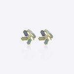 9k gold Twilight Mosaic studs with Polki cluster design and curved vertical diamond bar