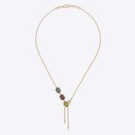 9k gold Mosaic necklace with asymmetrical hexagonal earth-tone stones and fine Polki accents