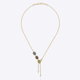 9k gold Mosaic necklace with asymmetrical hexagonal earth-tone stones and fine Polki accents
