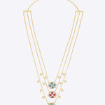 14K gold necklace with layered floral motifs in Polki and diamonds