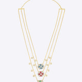 14K gold necklace with layered floral motifs in Polki and diamonds