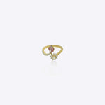 9k gold elegant floral ring with pink enamel petals and Polki centerpiece