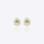 9k gold Azure Bloom studs with fan silhouette and central Polki refine detailing