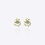 9k gold Azure Bloom studs with fan silhouette and central Polki refine detailing
