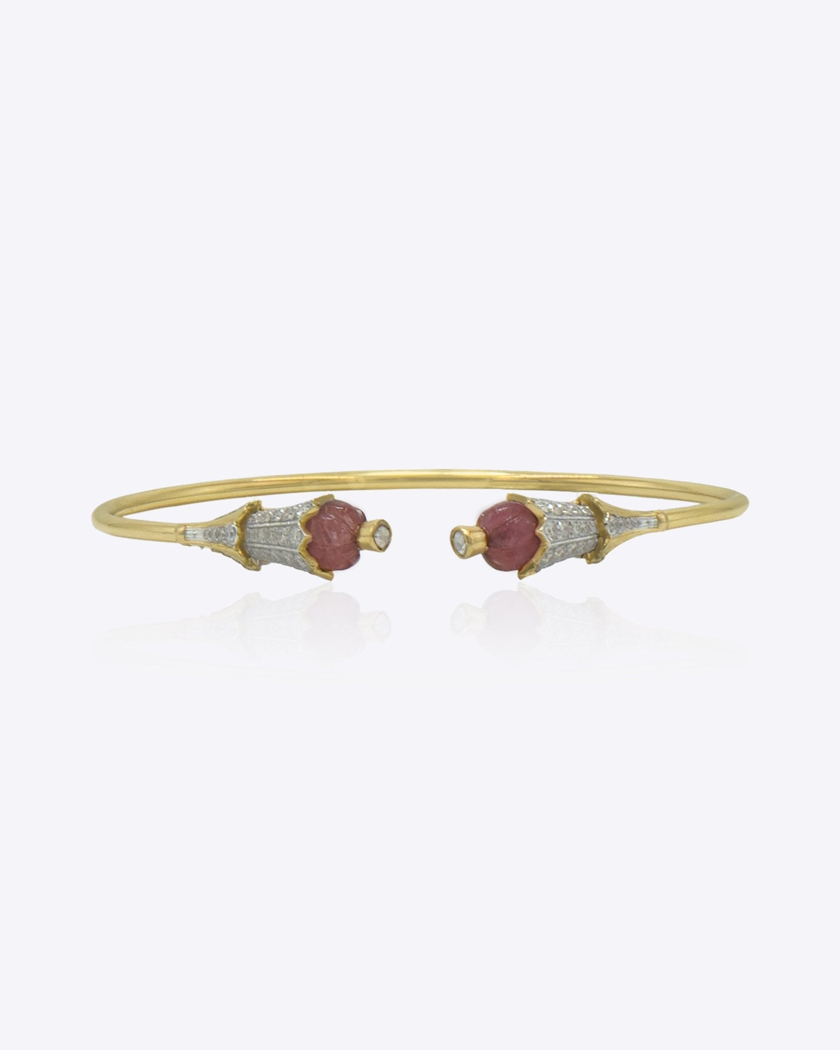 Serene Grace Bangle in 14k gold with uncut Polki diamond accents