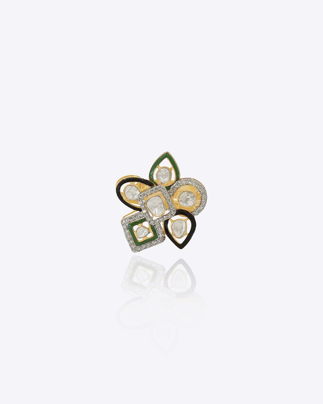 Starlit Petal Polki Rings in handcrafted gold with floral detailing