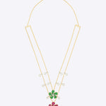 14K gold Paradise Flora Necklace with Polki, diamonds, and floral motifs.