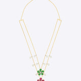 14K gold Paradise Flora Necklace with Polki, diamonds, and floral motifs.