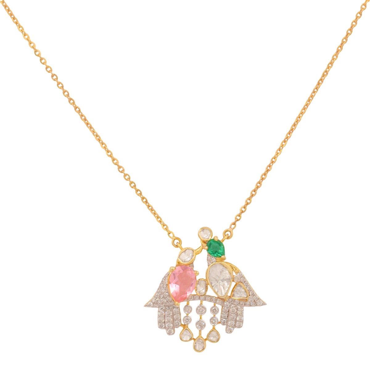 Ethereal Soar Polki pendant with flying motif and diamond charm