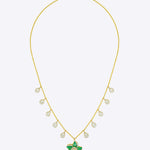 14K gold necklace with sculpted branch motifs and delicate drops