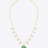 14K gold necklace with sculpted branch motifs and delicate drops