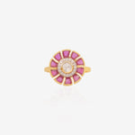 Rosette Halo Ring with rose gold and diamond finish