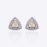 Ocean Prism Stud Earrings in 14K gold – triangular Polki diamond design