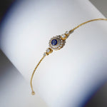14k gold bracelet with an Evil Eye motif in Polki and diamonds