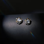Ringlet Polki Studs in 14K gold with an oval polki and gold halo