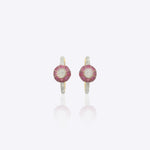 9k gold Crimson Orb earrings with circular centerpiece and luminous Polki center