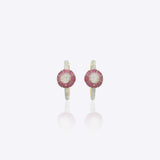 9k gold Crimson Orb earrings with circular centerpiece and luminous Polki center