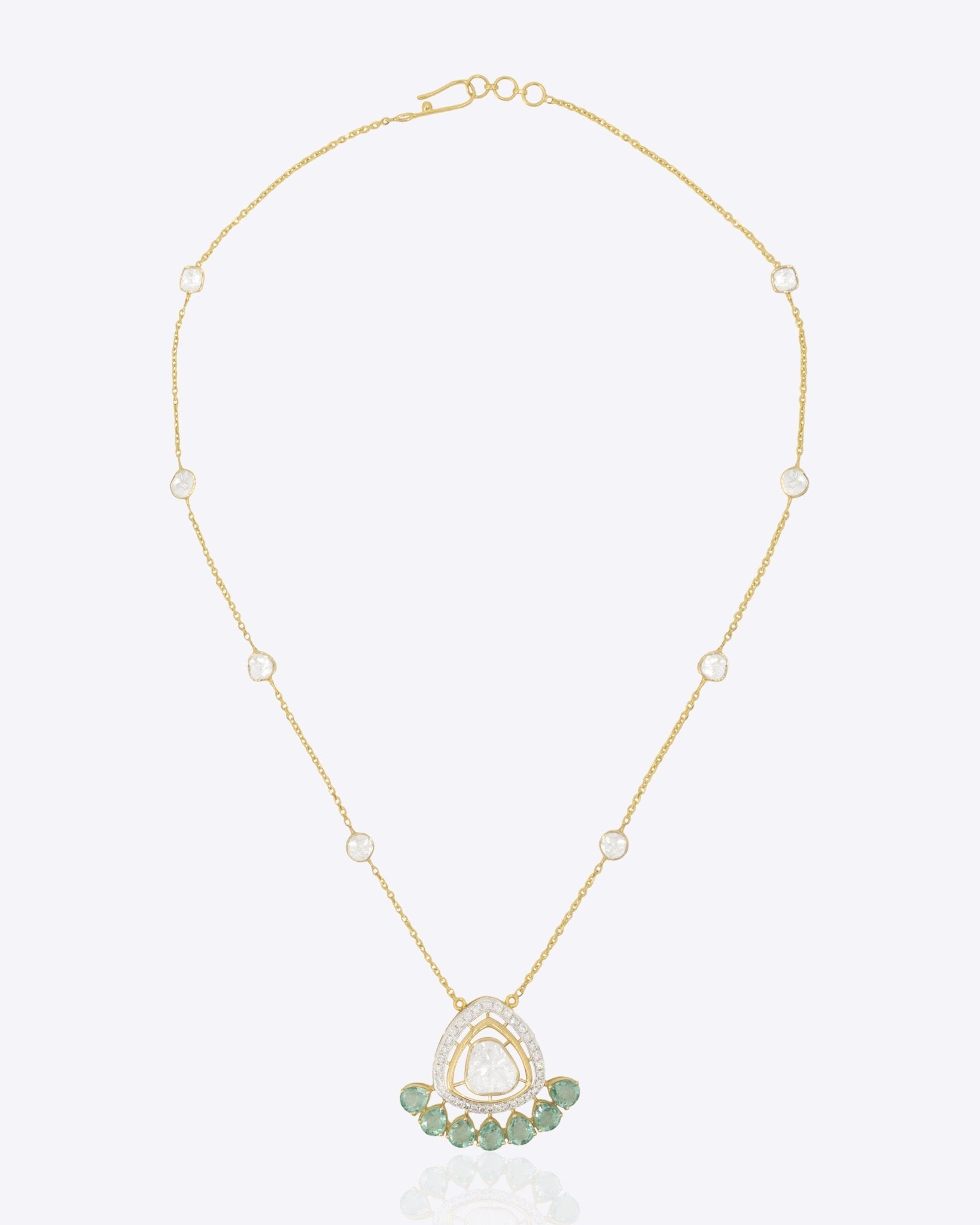 14K gold pendant necklace modern minimal Polki fine jewellery design