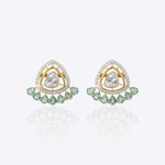 14K gold Ombrea stud earrings with Polki diamonds in a fluid, modern silhouette.